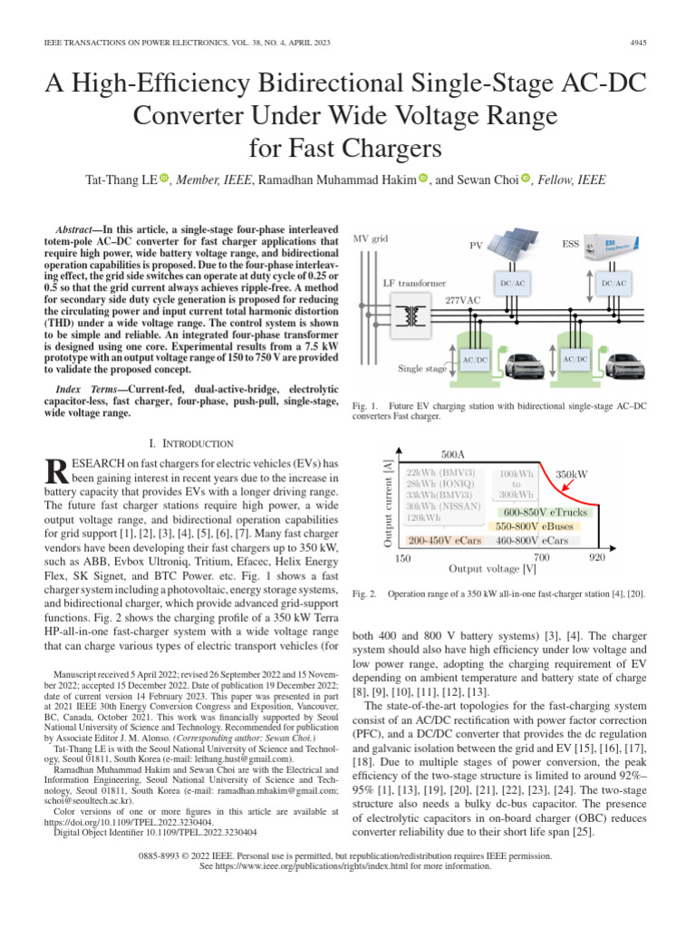 A High-Efficiency Bidirectional Single-Stage AC-DC Converter Under Wide ...