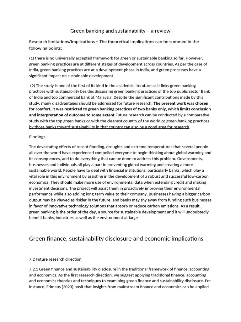 Green Banking Practices and Sustainability | PDF | Sustainability ...