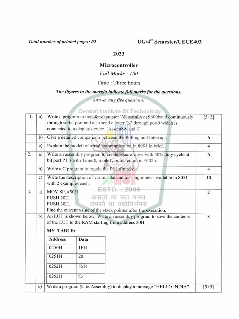 UECE403 2023 Even Regular BTech ECE 4 | PDF | Computer Hardware | Computing