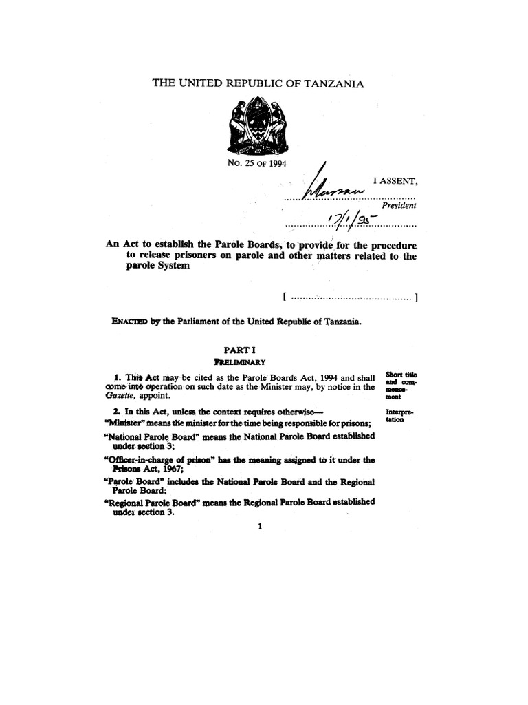 The Parole Boards Act, 25-1994 SW | PDF