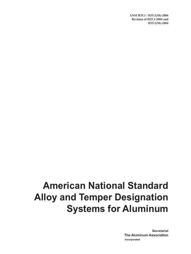 ANSI H35.1-2006 Aluminum Alloy Standards | PDF | Alloy | Aluminium