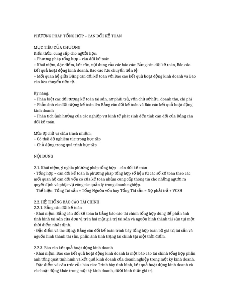 Phuong Phap Tong Hop Can Doi | PDF