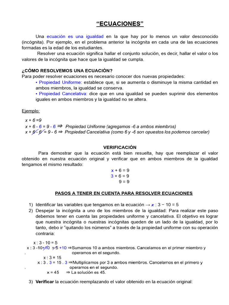 Cómo Resolver Ecuaciones de Primer Grado | PDF | Ecuaciones ...