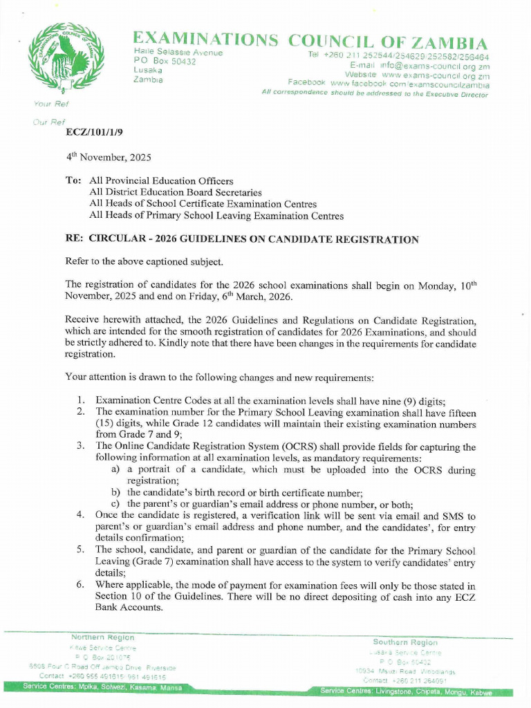 Circular - 2026 Guidelines On Candidate Registration | PDF