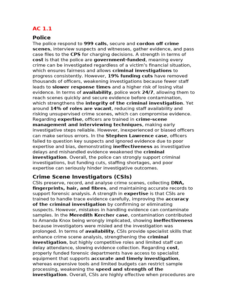 LO1 Improved | PDF | Forensic Science | Crime Scene