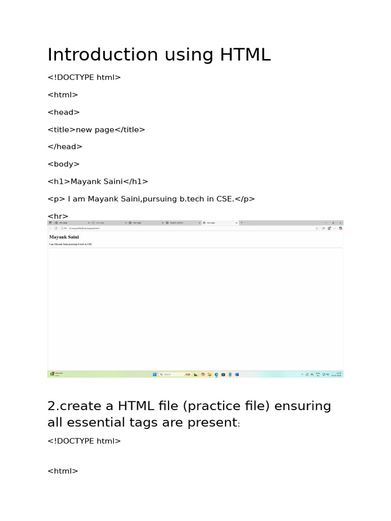 HTML Document Structure Examples | PDF