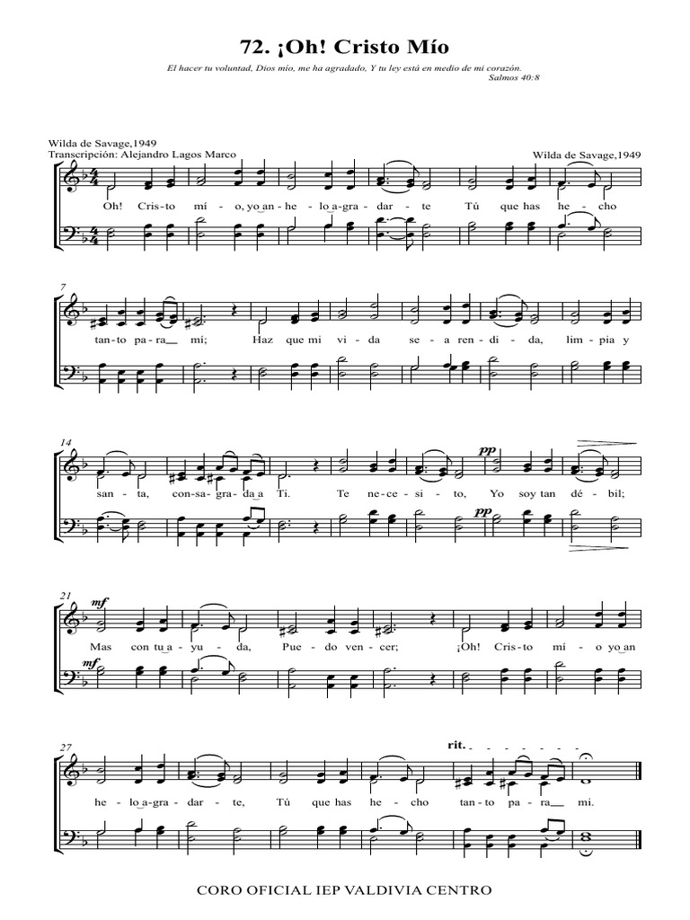 72 oh Cristo M o Partitura Completa PDF