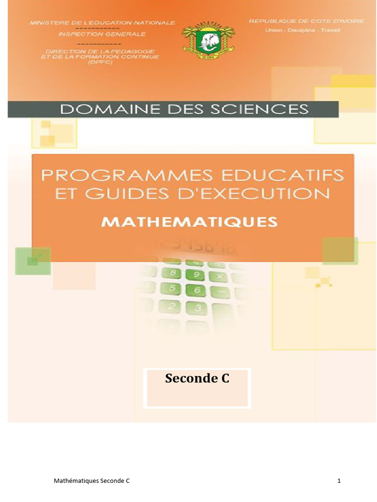 Programme Mathématiques Seconde C | PDF | Fonction (Mathématiques ...