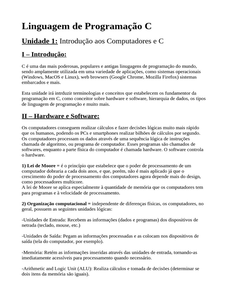 Introdução à Programação em C | PDF | Linguagem de programação | Programas