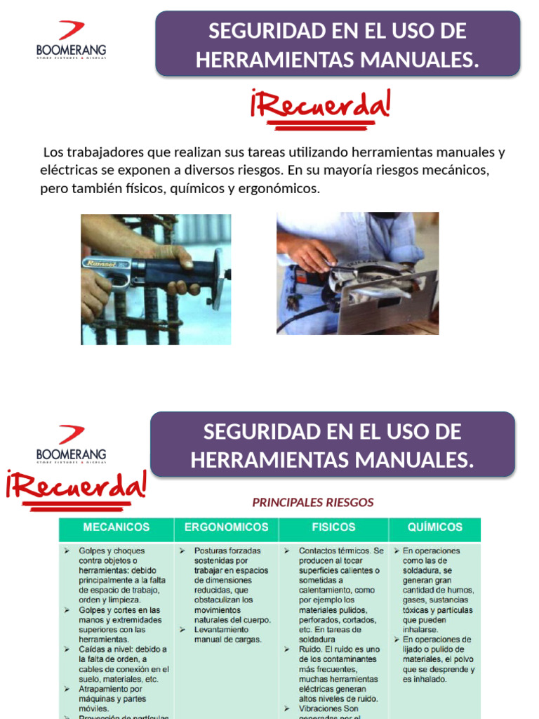 Seguridad en Herramientas Manuales | PDF | Martillo | Perforar