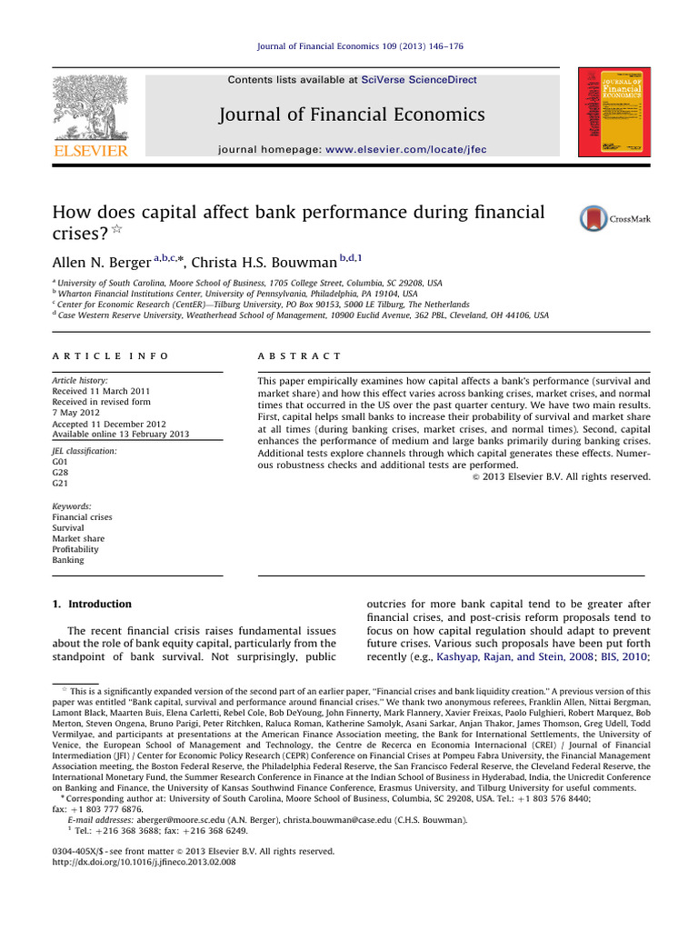 Capital's Impact on Bank Performance | PDF | Banks | Moral Hazard