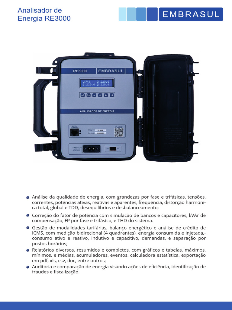 Analisador de Energia RE3000: Medições e Análises | PDF | Energia ...