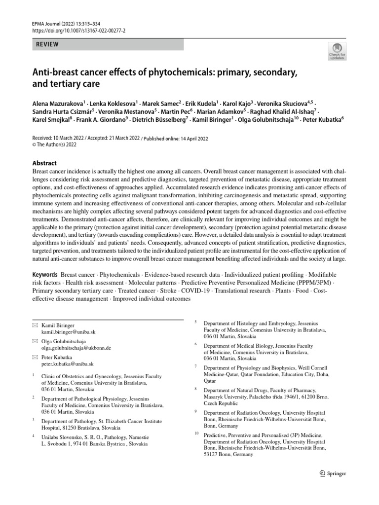 Anti Breast Cancer Effects of Phytochemicals: Primary, Secondary, and ...