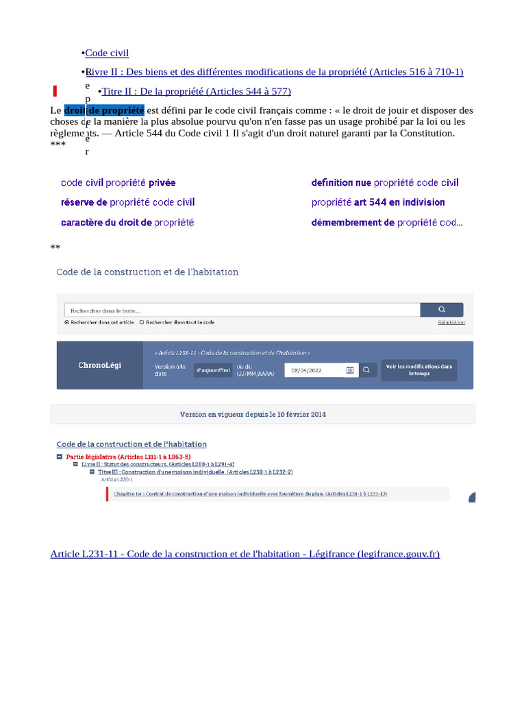 Droit de propriété selon le Code civil | PDF