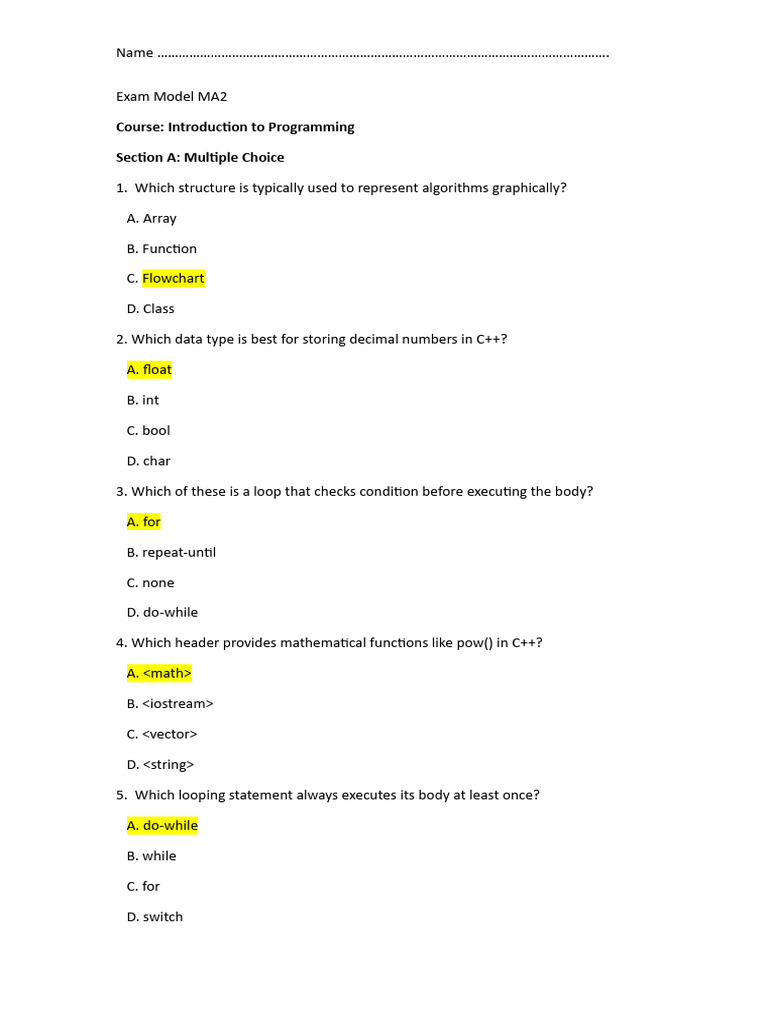 C++ Programming Exam Questions | PDF | C++ | Software