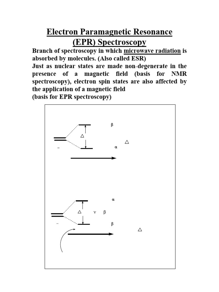 EPR Spectroscopy: Principles and Techniques | PDF | Electron ...