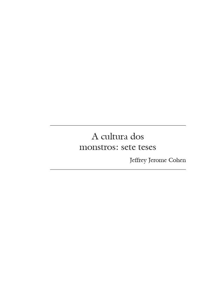 Monstros e Cultura: Sete Teses de Cohen | PDF | Vampiros | Monstros