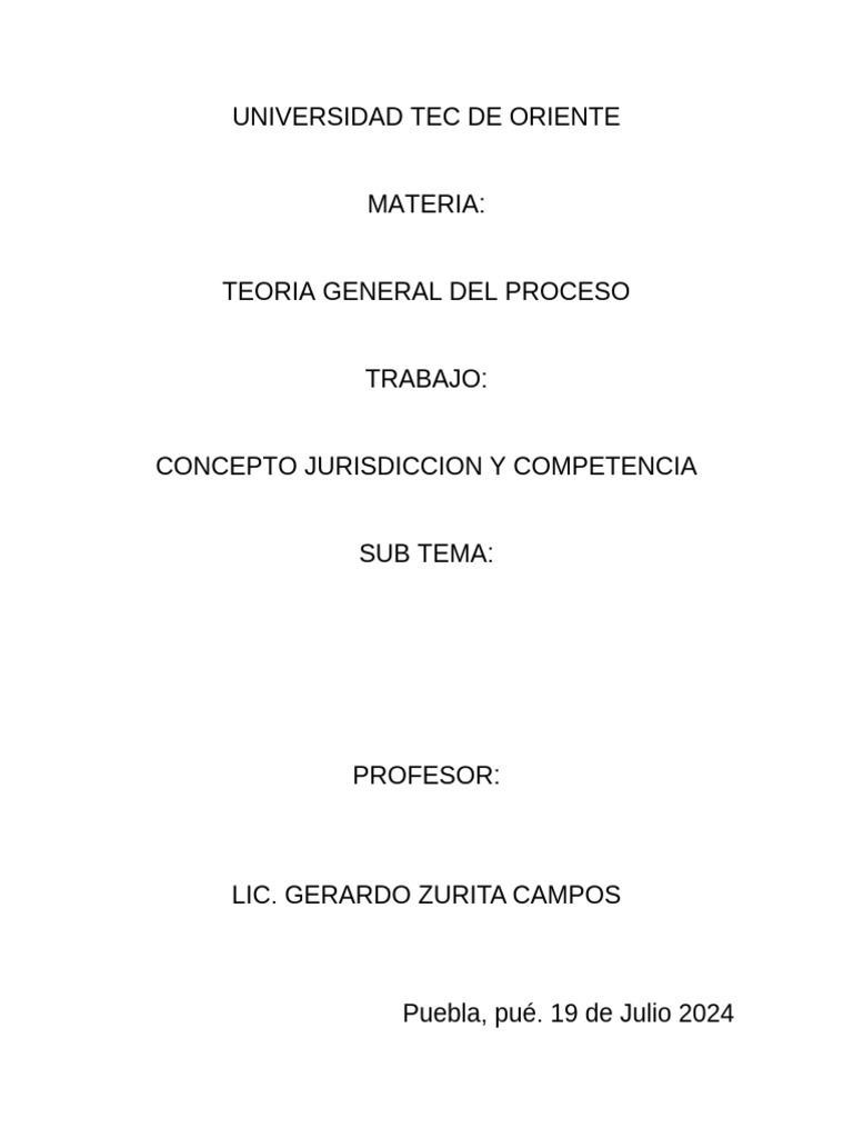 Jurisdicción y Competencia en Procesos Judiciales | PDF | Jurisdicción ...