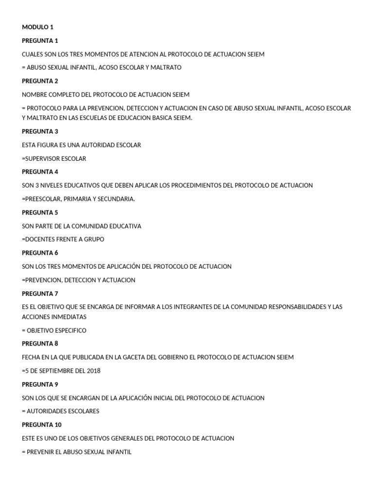 Protocolo SEIEM: Prevención y Actuación Escolar | PDF | Abuso infantil ...