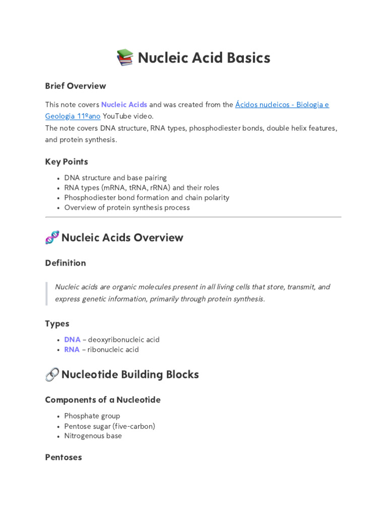 Nucleic Acids: DNA & RNA Essentials | PDF | Dna | Nucleic Acids