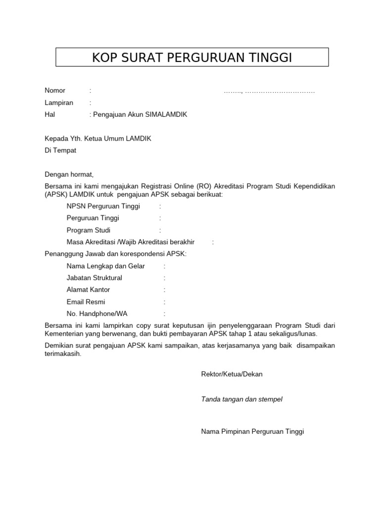 Pengajuan Akun SIMALAMDIK APSK | PDF