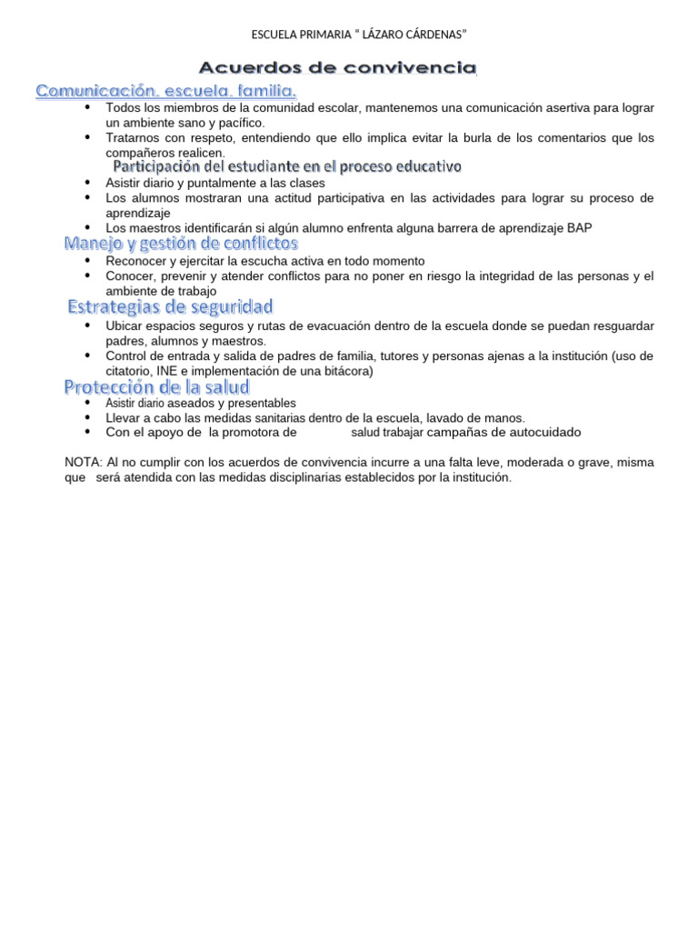 Normas de Convivencia Escolar 2023 | PDF