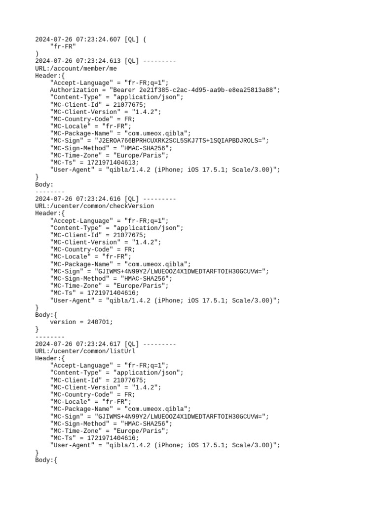 Qibla App API Request Log | PDF | Ios | Mobile Software