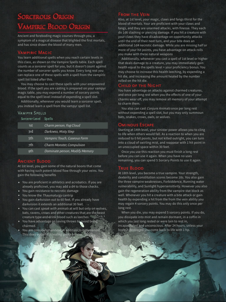Vampiric Sorcerer Class Features | PDF | Vampires