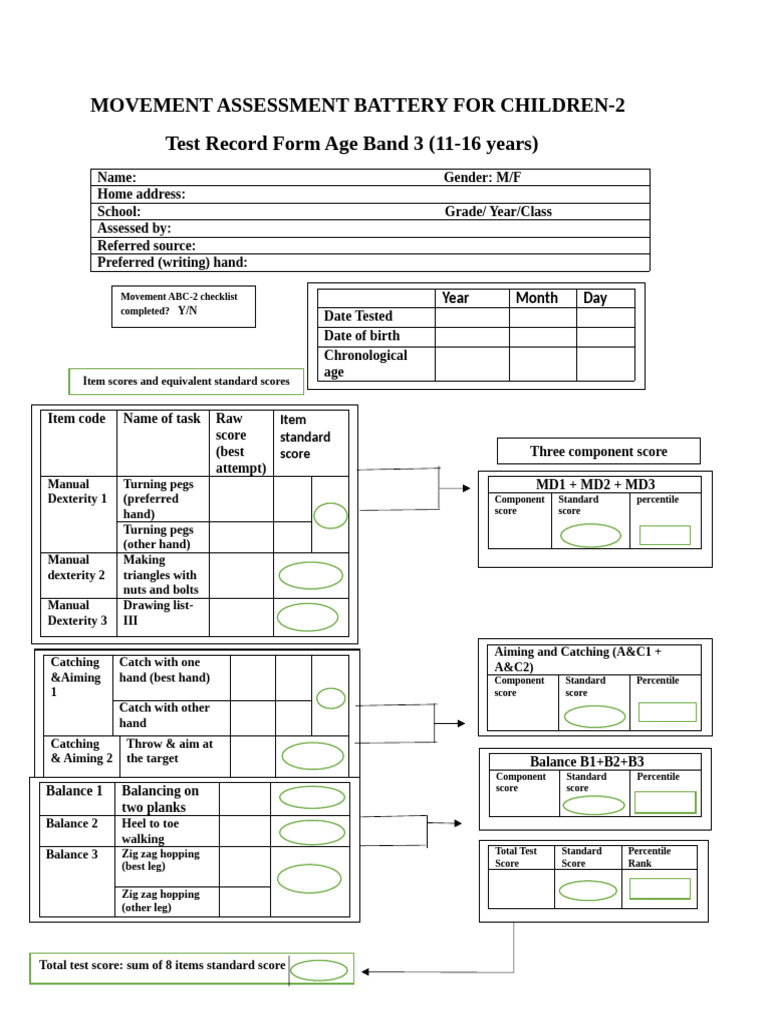 Mabc - 2 Age Band 3 (11-16 Years) | PDF