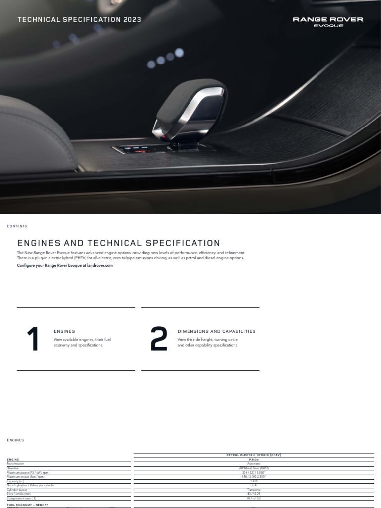 2023 Range Rover Evoque Specs | PDF | Fuel Economy In Automobiles ...