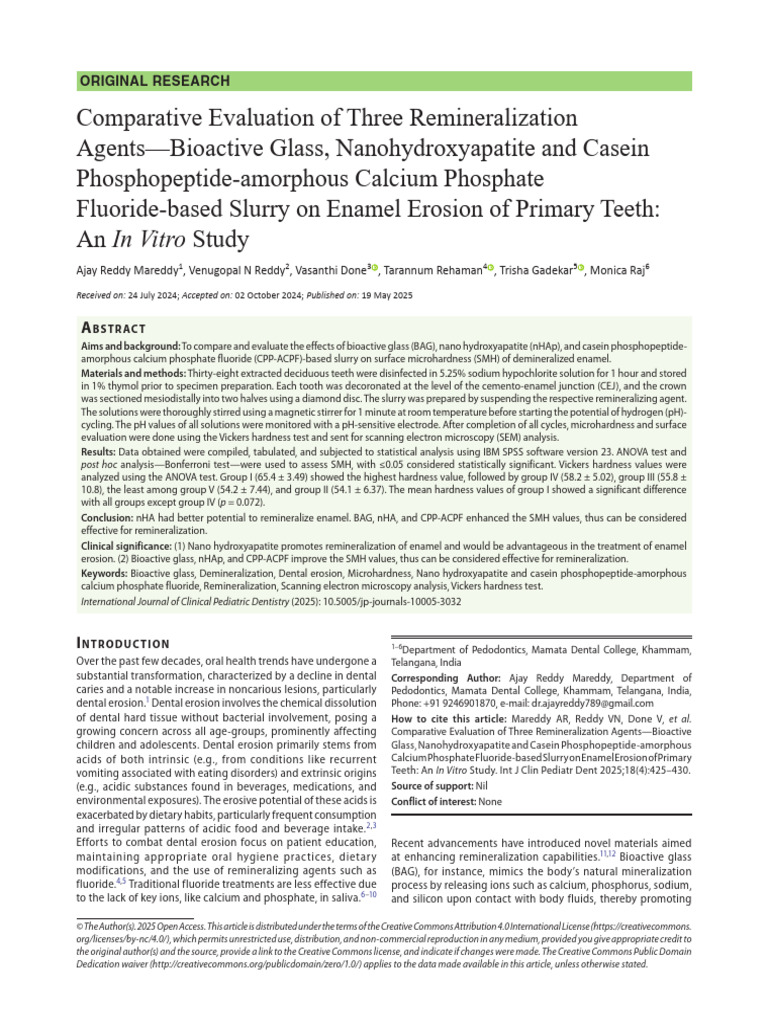 Evaluation of Remineralization Agents for Teeth | PDF | Tooth Enamel