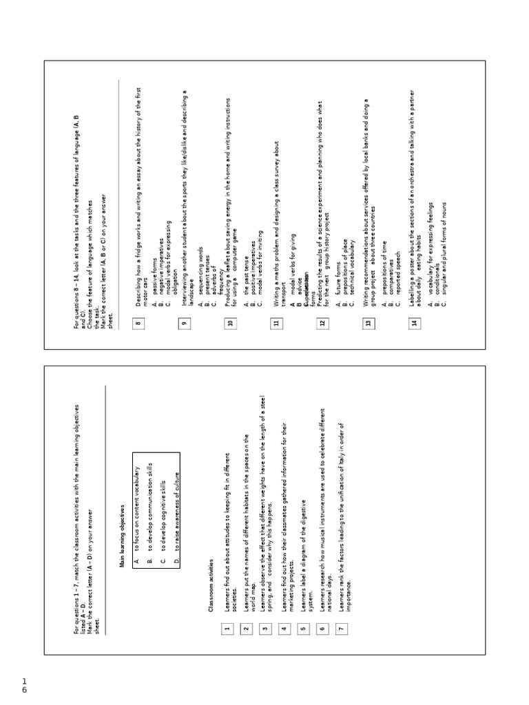 Classroom Activities and Learning Objectives | PDF | Educational ...