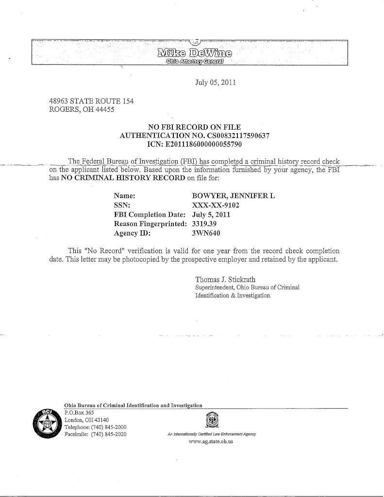 FBI No Criminal Record Verification | PDF