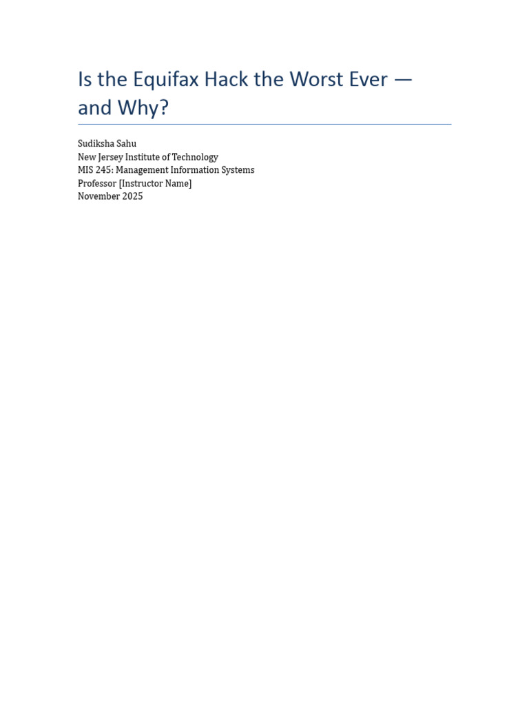 Equifax Hack: Analysis and Impact | PDF | Computer Security | Security