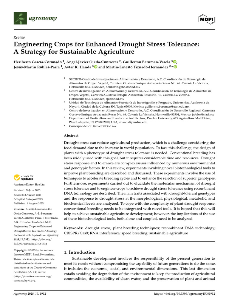 Drought Tolerance in Crop Engineering | PDF | Plant Breeding ...
