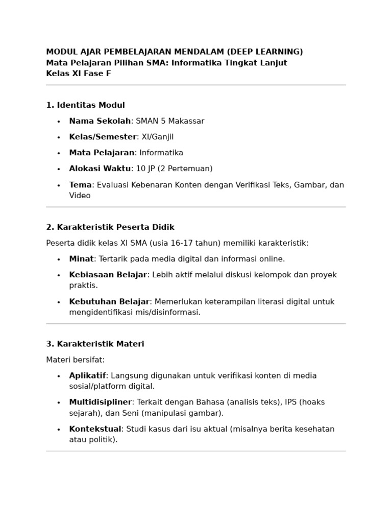 Modul Pembelajaran Deep Learning SMA | PDF