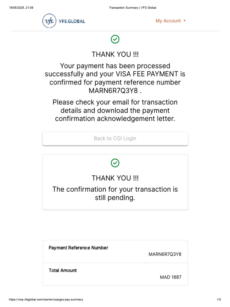 Visa Fee Payment Confirmation Guide | PDF | Payments | Visa Inc.