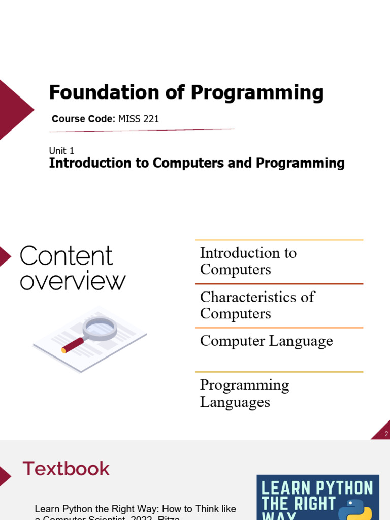 MISS 221 Unit 1 | PDF | Programming | Computer Program