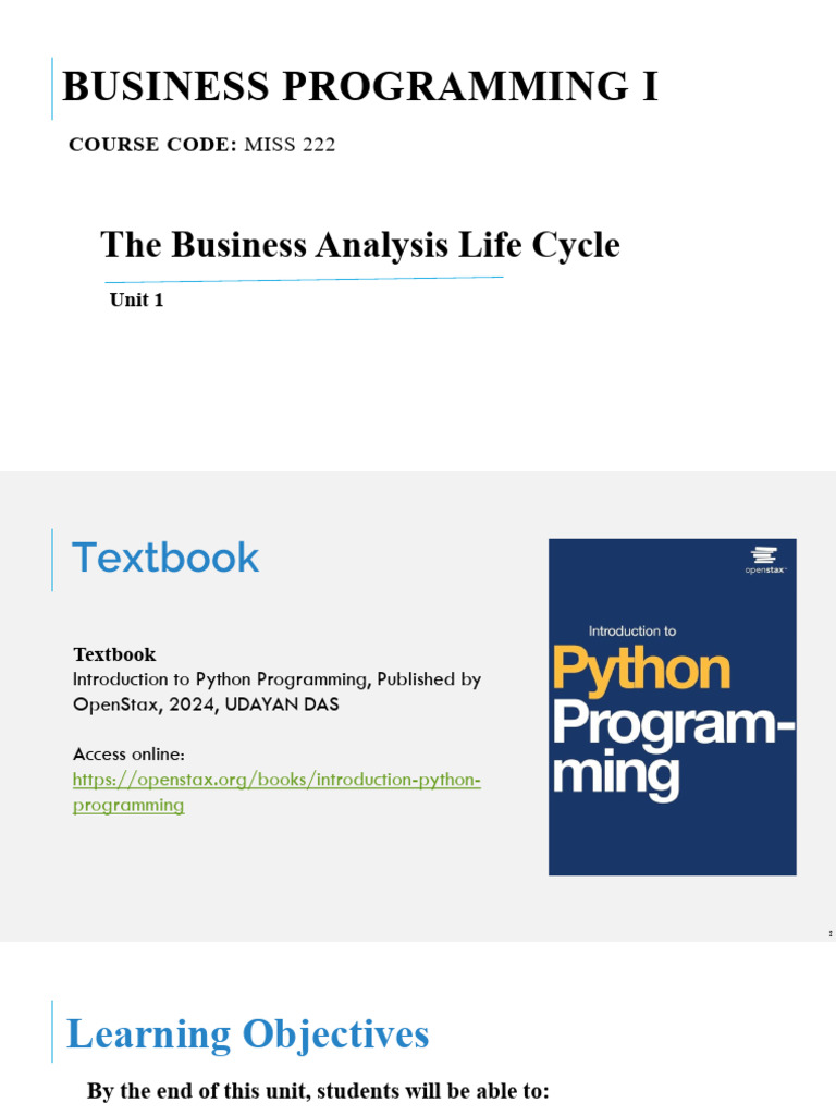 MISS 222 Unit 1 | PDF | Business Analysis | Business