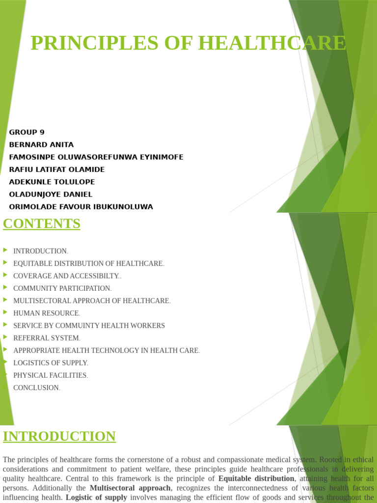 Principles of Healthcare Group 9 Pst424 | PDF | Health Care | Health Equity