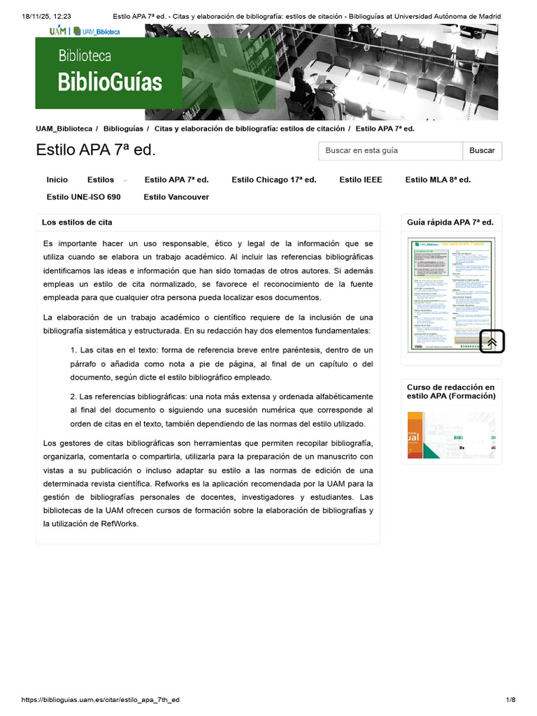 Guía de Citas en Estilo APA 7ª Ed. | PDF | Estilo apa | Citación