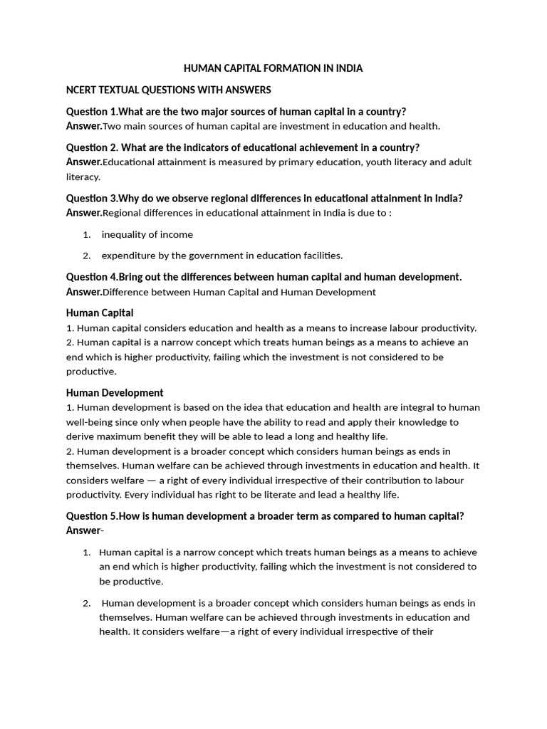 Human Capital Formation in India: Key Insights | PDF | Cost Of Living ...