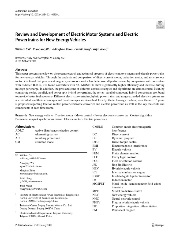 Electric Motor Systems for New Energy Vehicles | PDF | Electric Motor ...