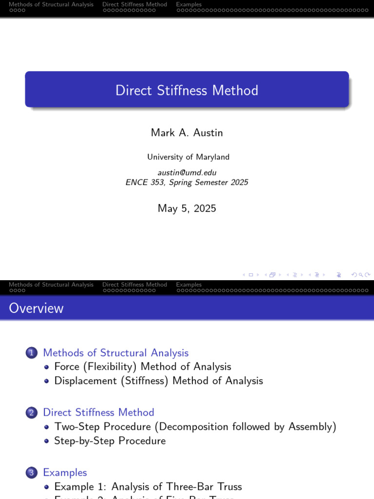 Direct Stiffness Method | PDF | Structural Analysis | Stiffness