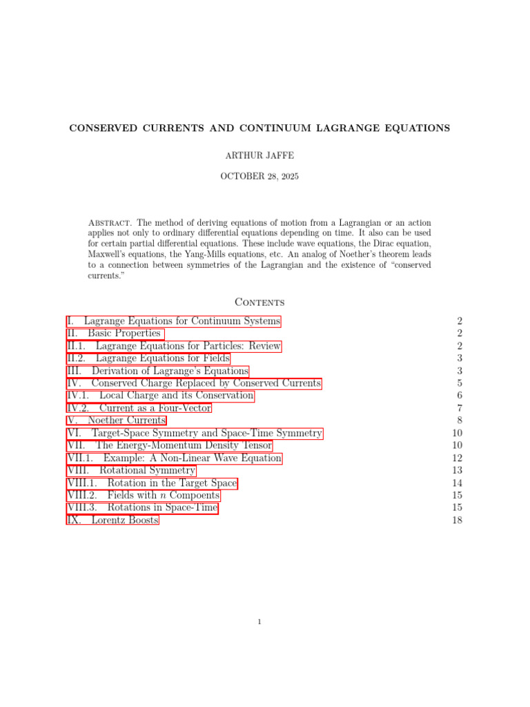 11 Continuum Eqns and Conserved Currents | PDF | Noether's Theorem ...