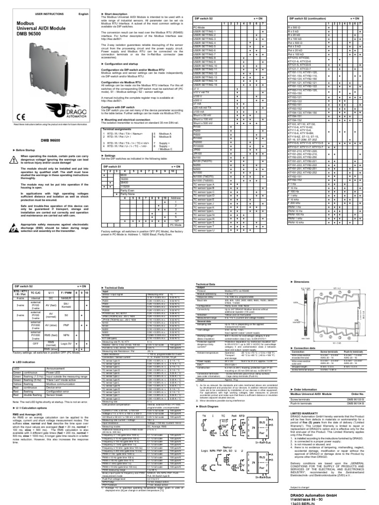 Modbus Universal AI/DI Module Guide | PDF | Power Supply | Electrical ...