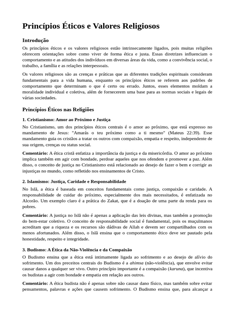 Princípios Éticos e Valores Religiosos | PDF | Justiça | Crime e Violência