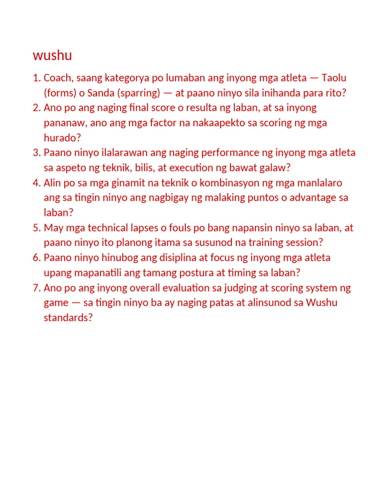 Questions For Sports | PDF