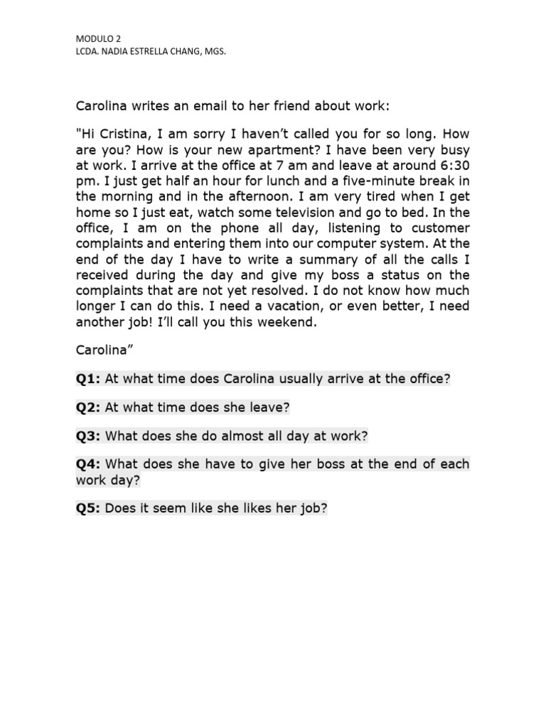 Reading 1 Simple Present | PDF