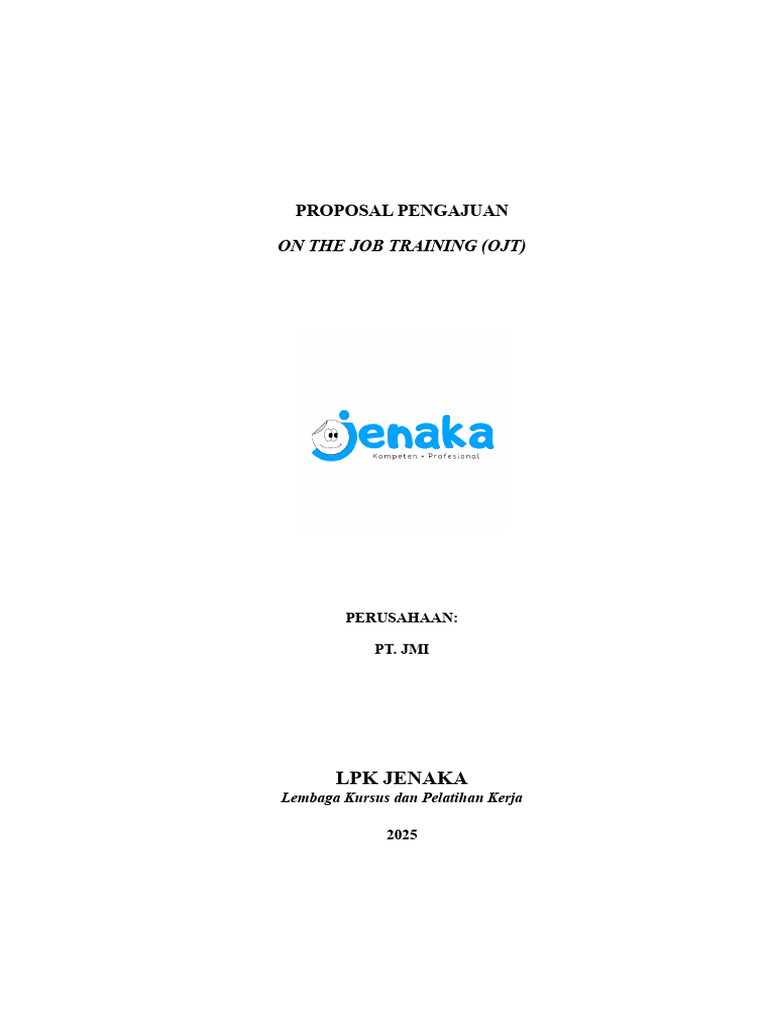 Proposal OJT LPK Jenaka di PT. JMI | PDF